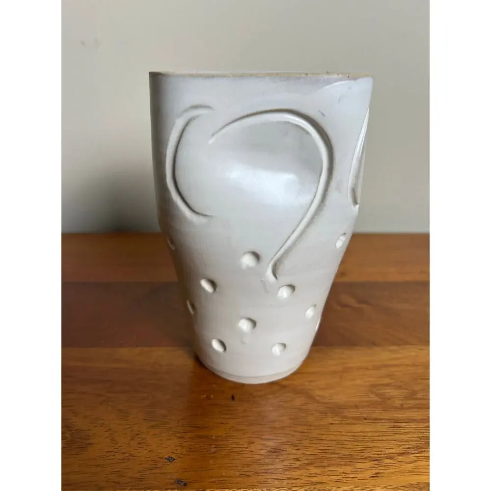 Handcrafted Studio Pottery Vase White Matte MCM Ceramic Signed Vase